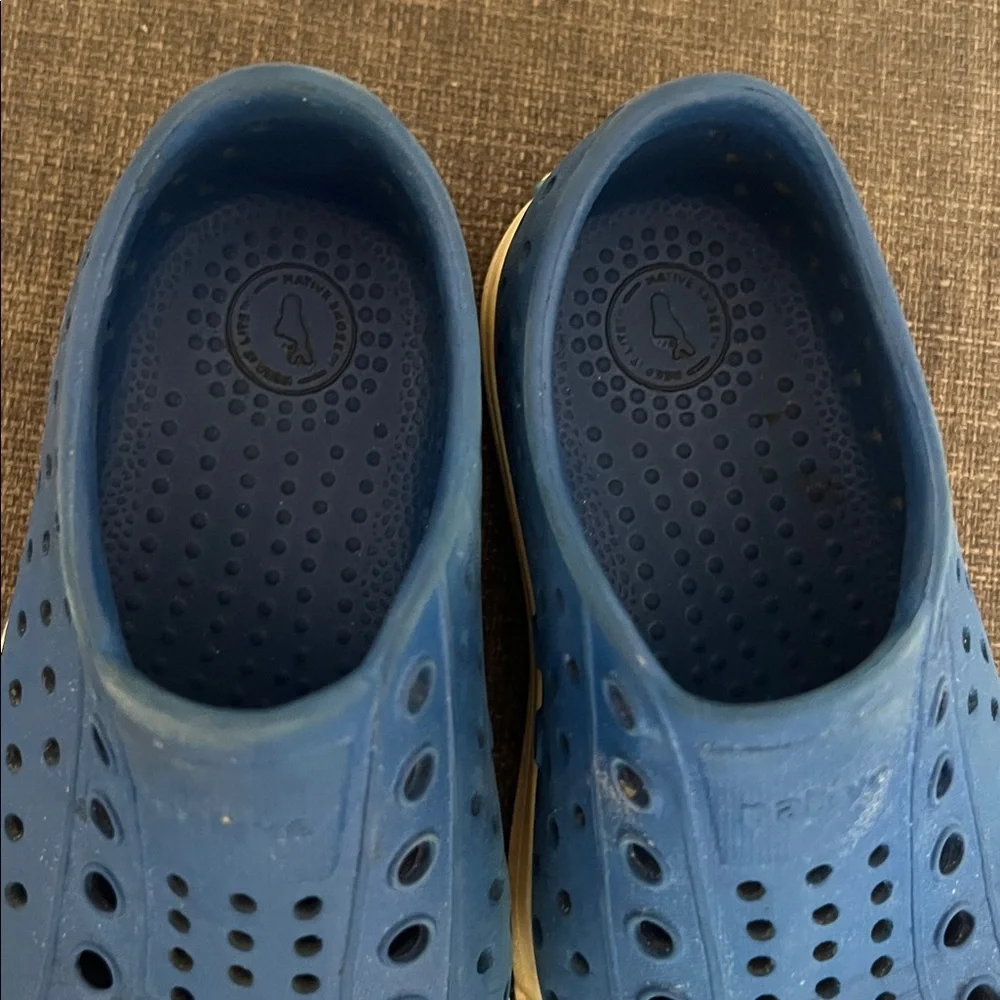 Native Kids Blue Water Shoes with White Toe Caps
